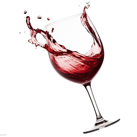 Splash of red wine in glass, red and magenta color shadesの素材