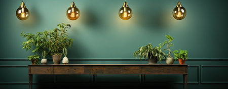 modern classical interior detail, green wall, web banner formatの素材