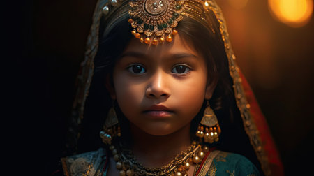 Little cute indian girl dressed in ethnic garbの素材