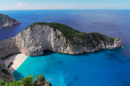 Navagio beach, famous summer landscape of Zakinthos island, Greeceの写真素材