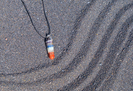 Seven chakras healing crystals pendulum. Witchcraft, herbal medicine and healing, Magic healing Rock for Reiki Crystal Ritual, Witchcraft, spiritual esoteric practiceの写真素材
