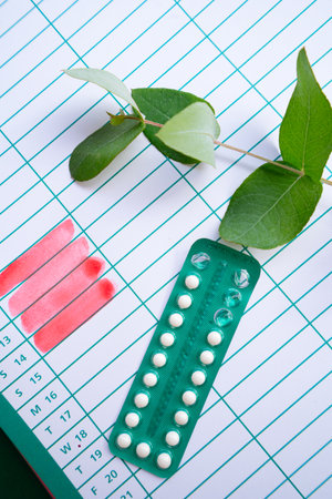 21-day oral contraceptive pills, birth control and pregnancy planning conceptの写真素材