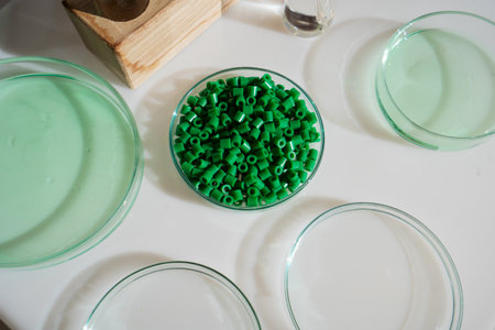 Reusable plastics for 3d printing concept in laboratory research, ecology, green technologyの写真素材