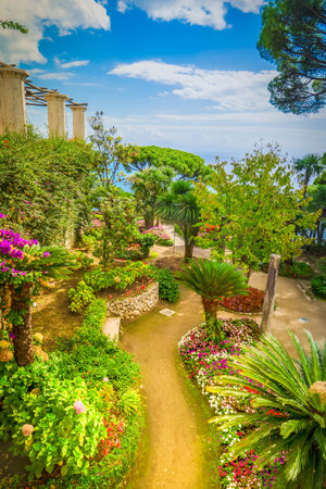 Ravello village with churches over sea, Amalfi coast of Italyの写真素材