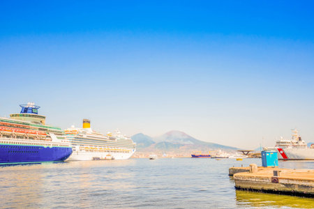 Gulf of Naples and Vesuvius volcano, Italyの写真素材