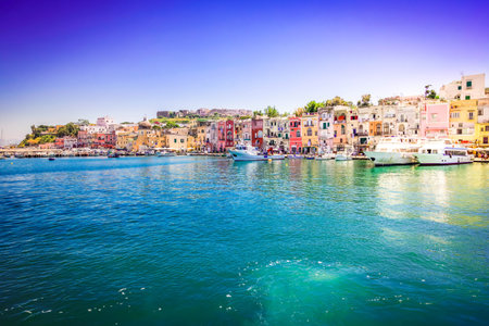 Marina Grande harbour of Capri island, Italyの写真素材