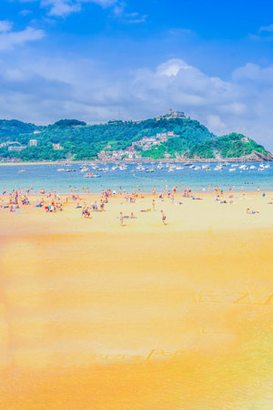 famous San Sebastian beach Concha, Pais Vasco, Spainの写真素材