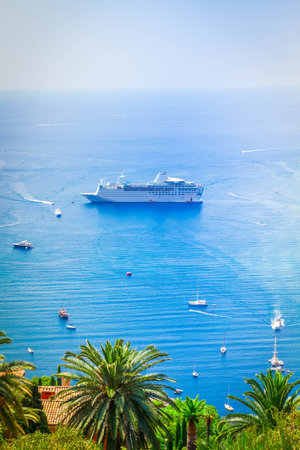 colorful coast and turquiose water with boats, cote dAzur Provence, Franceの写真素材