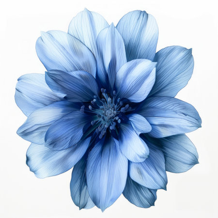 blue flower on white backgroundの写真素材