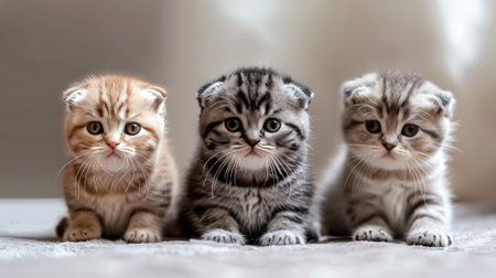 row of cute scottish fold kittensの素材