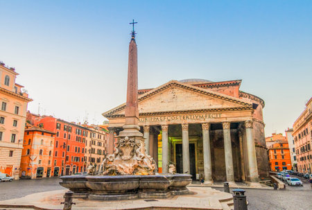 square of Rome with Pantheon church, Italy