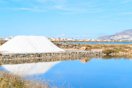 Salt Pans of Trapani, Sicily Italyの写真素材