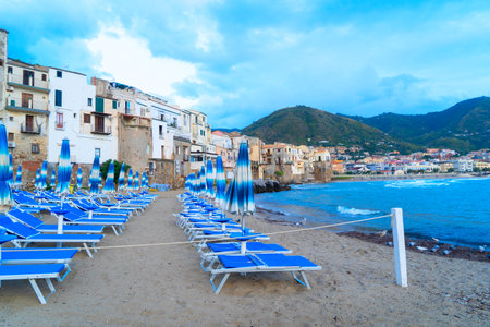 Cefalu old medieval town, Sicily Italyの写真素材