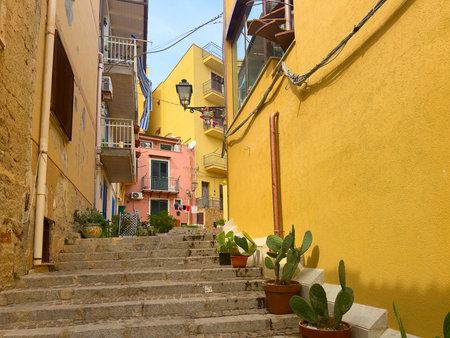 town of Sant Elia, Sicily Italyの写真素材