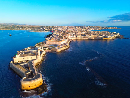 Syracuse old medieval town, Sicily Italyの写真素材