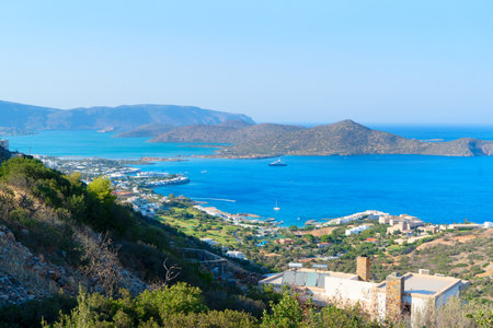 Elunda harbour landscape, Crete, Greeceの写真素材