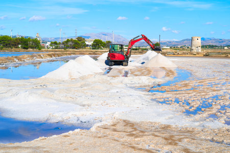 Salt Pans of Trapani, Sicily Italyの写真素材
