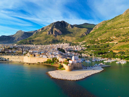 town of Castellammare del Golfo, Sicily Italyの写真素材