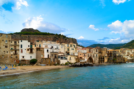 Cefalu old medieval town, Sicily Italyの写真素材