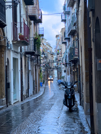 Cefalu old medieval town, Sicily Italyの写真素材