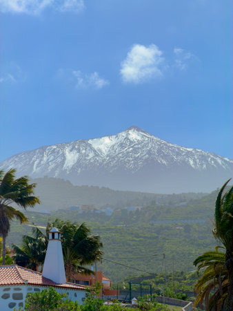 green valley and volcano, Tenerife, Spainの写真素材