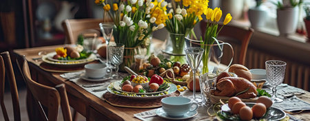 table served for Easter holiday