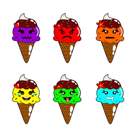 Vector cute icon of doodle ice cream coneのイラスト素材