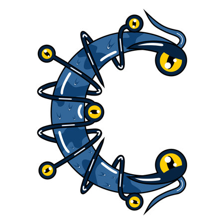 vector cute cartoon monster alphabet "C"のイラスト素材