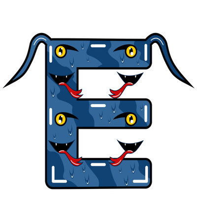 vector cute cartoon monster alphabet "E"のイラスト素材