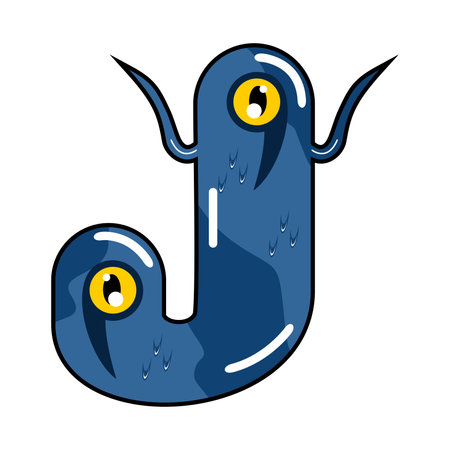 vector cute cartoon monster alphabet "J"のイラスト素材