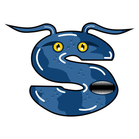 vector cute cartoon monster alphabet "S"のイラスト素材