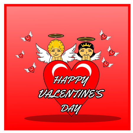 cupid couple Background Valentine's Day heartのイラスト素材