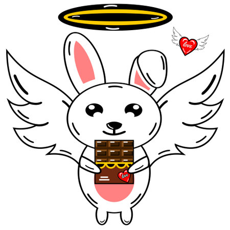 Romance rabbit who eats valentine chocolateのイラスト素材