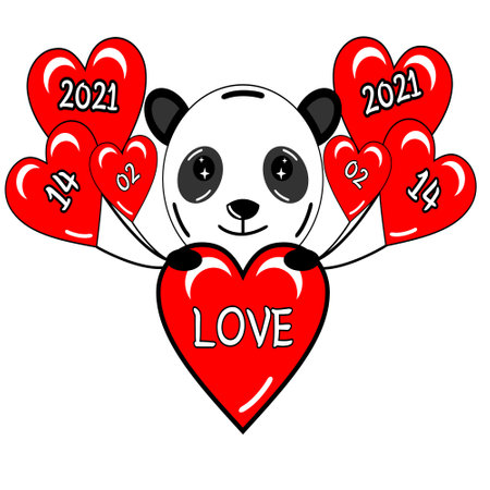Valentine's date with a  panda romance is perfect for making a wallpeper, banner card or poster on Valentine's Dayのイラスト素材