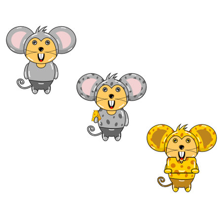 mice mutate into cheese in the chibi styleのイラスト素材