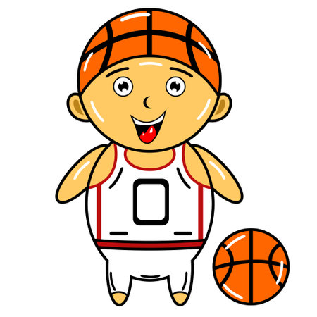 sports basketball mascot with a chibi design styleのイラスト素材