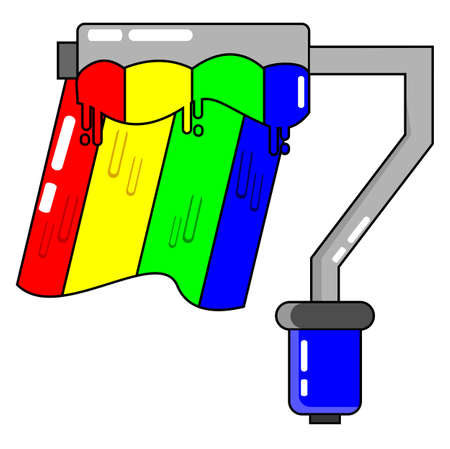 Graphic illustration of cartoon rainbow paint roll designのイラスト素材
