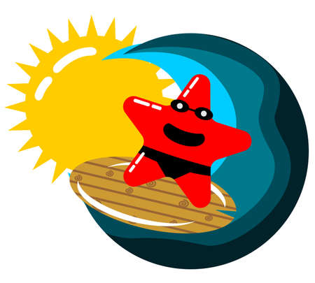 surfing the beach in the summer in the afternoonのイラスト素材