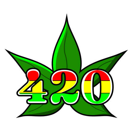 420 rastafarian cannabis leaves on a white background