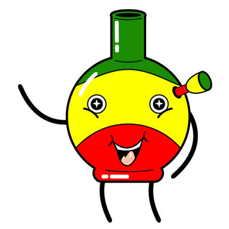 Graphic illustration of cute rastafarian character, cartoon mascot design, weed bong on white backgroundのイラスト素材