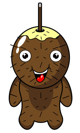 Dark brown coconut mascot character cartoon illustrationのイラスト素材