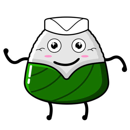 kawaii onigiri chef mascot character cartoon illustrationのイラスト素材