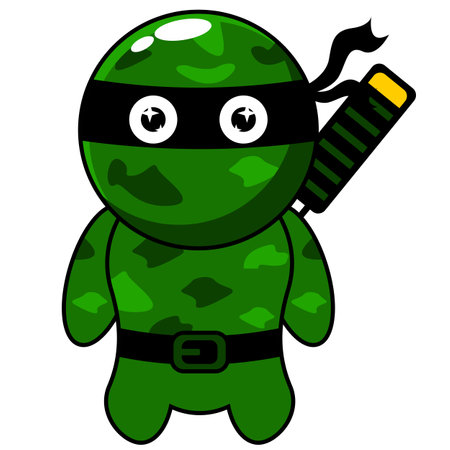 Illustration of ninja army mascot cartoon characterのイラスト素材