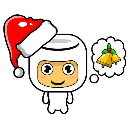 marshmallow Christmas mascot cartoon snack design graphic illustrationのイラスト素材