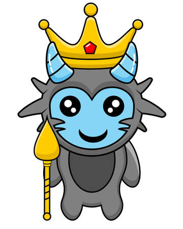 yeti king cute monster character cartoon illustrationのイラスト素材