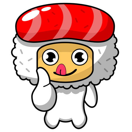 cartoon illustration of delicious mascot sushi characterのイラスト素材