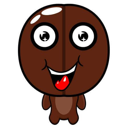 Coffee bean mascot cartoon character illustration on white backgroundのイラスト素材