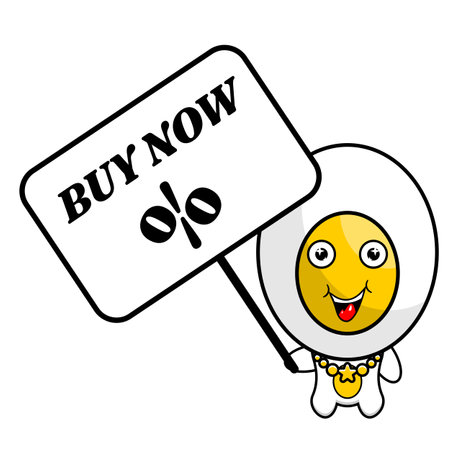 boiled egg white mascot character board cartoon illustration, very suitable for promotion and advertisementのイラスト素材