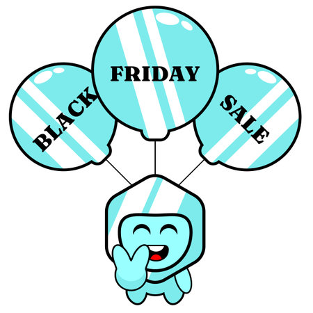 black friday balloon sale mascot ice cubes are perfect for advertising or promotionのイラスト素材