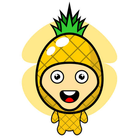 Vector illustration of cute pineapple mascot character cartoon characterのイラスト素材